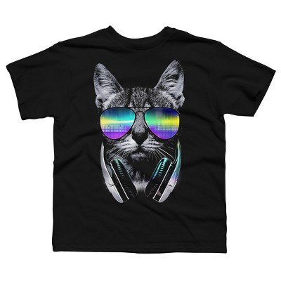 Boy's Design By Humans Music Lover Cat By clingcling T-Shirt