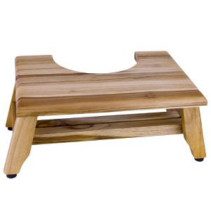 HomeRoots 8" Natural Solid Teak Bathroom Toilet Stool - 1 of 4