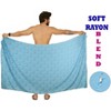 HAPPY BAY Men's Cover Up Casual Vacation Beach Holidays Summer Long Swim Trunk Swimwear for Men Beachwear Pareo One Size Blue Stripe - 2 of 4