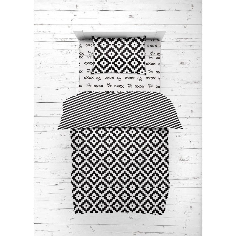 Bacati - Love Aztec Print Black 4 pc Toddler Bedding Set, 5 of 10