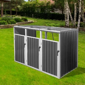 Ridstar 87.4 in. W Outdoor Multi-Purpose Metal Storage Cabinet for Waste Disposal-Grey - 1 of 4