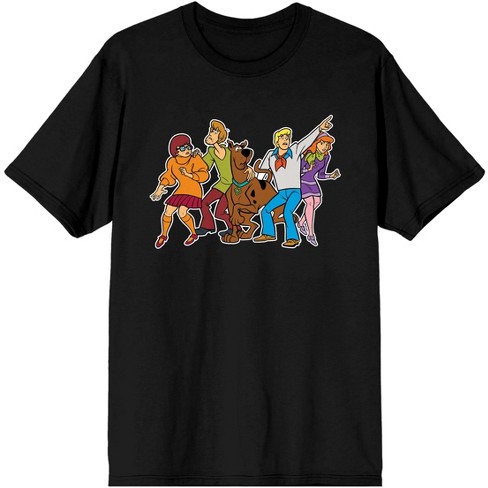 Scooby Doo Classic Cartoon Characters Group Men's Black Graphic Tee-XS