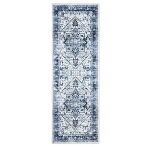 Washable Vintage Floral Medallion Large Rugs for Bedroom Living Room, Non Slip Retro Accent Floor Carpet for Home Office - 1 of 4