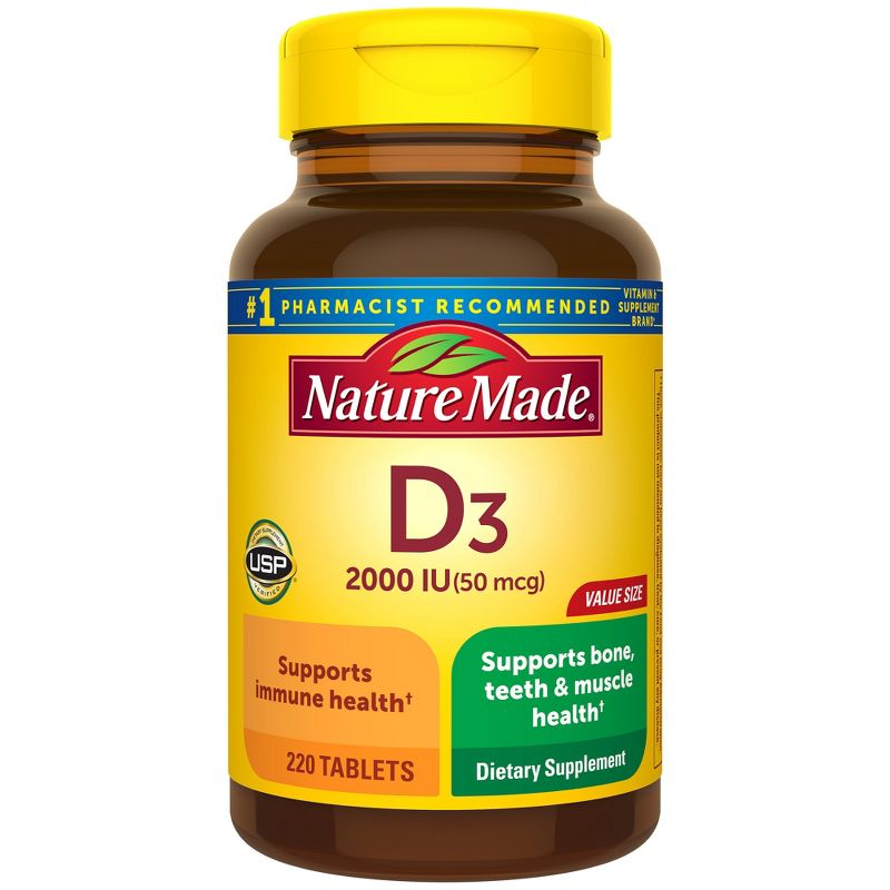 Nature Made Vitamin D3 2000 IU (50 mcg) Tablets for Muscle, Teeth, Bone & Immune Support Supplement, 1 of 13