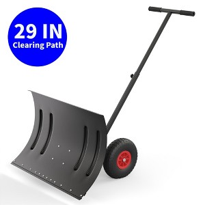 GustoWave Snow Shovel for Driveway, 29" Heavy Duty Snow Removal Tool with Wheels - 1 of 4