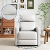 Adult Manual Recliner Chair, Swivel Sofa Rocker, Faux Leather Single Sofa with Adjustable Backrest and Footstool,  Living Room Armchair, White - 4 of 4