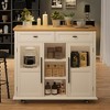 Foldable Kitchen Island Cart With Wheels, Spice Rack And Towel Holder Compact Mobile Storage Cart For Small Kitchens, Camping And RVs - 2 of 4
