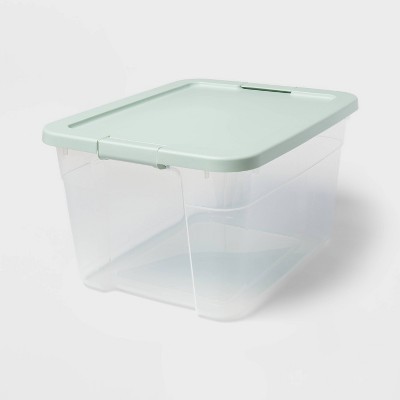 Image of 66qt Clear Latching Storage Box Green - Brightroom™