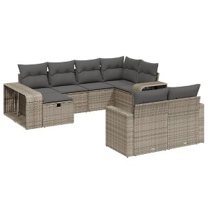 vidaXL Garden Sofa Set Grey PE Rattan Large Modular Garden Sofa Set - 1 of 4