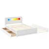 TIRAMISUBEST Queen Size Wood Platform Bed with LED Light, 2 Drawers and 1 Twin Size Trundle, Modern Bed Frame with Storage Headboard - 4 of 4