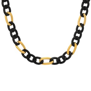 Steeltime Men's two tone ip stainless steel figaro chain necklace. Color Options: Blue, Gold - 1 of 4