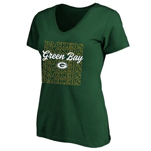 NFL Green Bay Packers Women's Plus Size Short Sleeve V-Neck T-Shirt - 1X