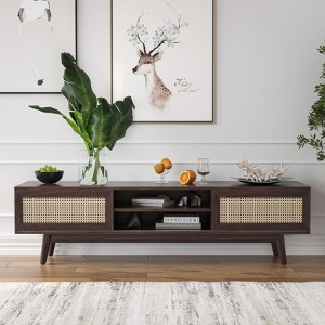 FURNIinspire TV Stands And Consoles Mid Century Modern TV Stand, Media Entertainment Center, Console Cabinet With Storage, Brown, 15.6"*65"*18" - 1 of 4