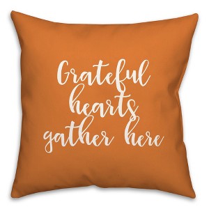 Creative Products Grateful Hearts Gather Here in Orange 18 x 18 Spun Poly Pillow - 1 of 3