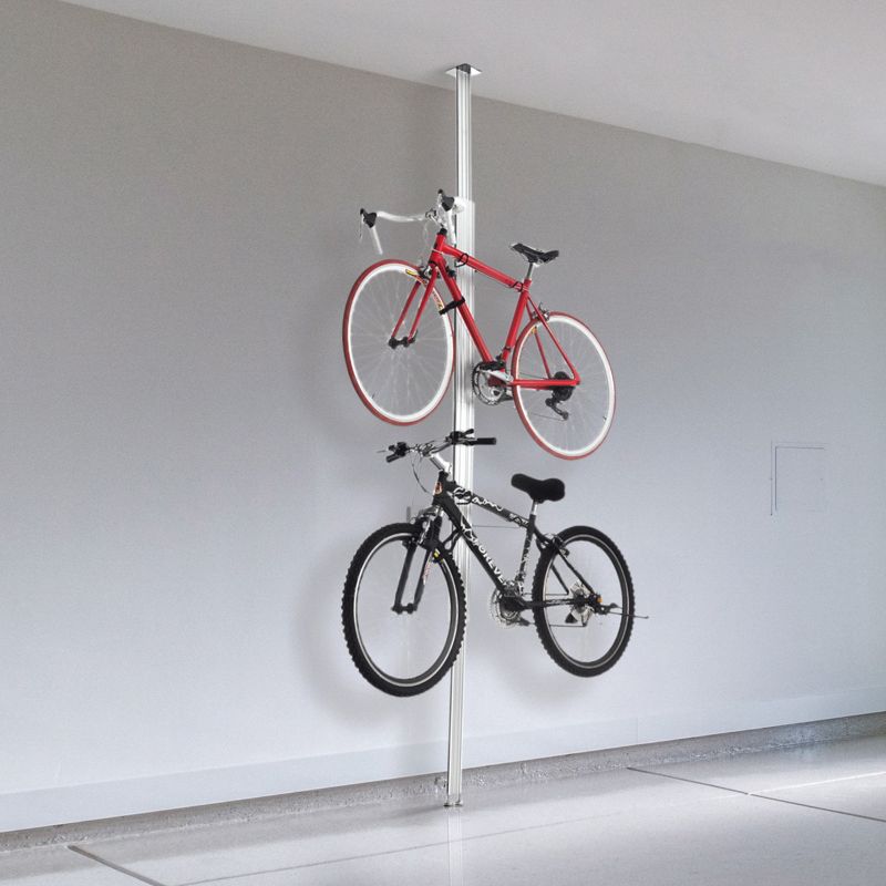 Bike Rack - Adjustable Aluminum Bicycle Hanger for 2 Bikes Extends from 7 to 11ft - Floor to Ceiling Tension Mount Bike Storage by RAD Sportz, 2 of 8