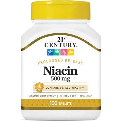 21st Century Prolonged Release Niacin 500 mg 100 Tablets.