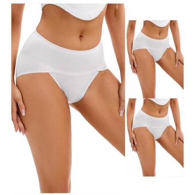 INSPIRE CHIC 3 Packs Women's Hi-Cut Underwear High Waist Panties Full-Coverage Briefs Available in Plus Size 3 Grey Large