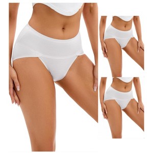 INSPIRE CHIC 3 Packs Women's Hi-Cut Underwear High Waist Panties Full-Coverage Briefs Available in Plus Size 3 Grey Large - 1 of 4