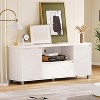 Homhougo Fluted TV Stand, White Entertainment Center for 60/65/70 Inch TVs, Modern Console With Drawer and 2 Cabinets, Media Cabinet, White - 3 of 4