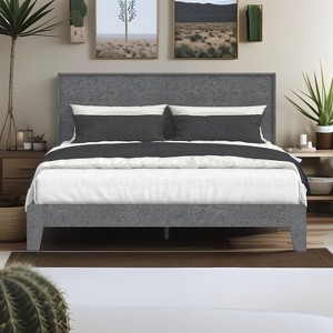 Galano Payne Luxe Platform Bed with Headboard in Oslo Oak, Black Oak, Concrete Gray, Dusty Gray Oak, Knotty Oak, Amber Walnut - 1 of 4