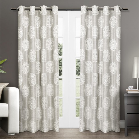 Exclusive Home Akola Medallion Linen Jacquard Grommet Top Curtain