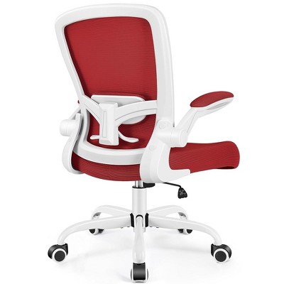 KERDOM Ergonomic Desk Chair Breathable Office Chair with Adjustable High Back Lumbar Support Flip-up Armrests,Dark Red