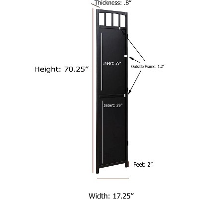 Black Solid Wood 3-Panel Folding Room Divider