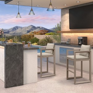 PURPLE LEAF Outdoor Bar Stools Set of 2 Modern Aluminum Barstools with Removable Cushion Patio Bar Stool for Kitchen Outside Island Backyarda - 1 of 4