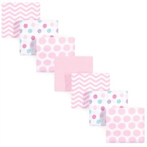 Luvable Friends Baby Girl Cotton Flannel Receiving Blankets, Pink Dots Chevron 7-Pack, One Size - 1 of 1