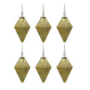 NAYSAYE Party Decoration and Accessories Glass Christmas Ornaments Set of 6 for Holiday Party Decorations, Gold, 2.6"*4.4"*0.11" - 1 of 4