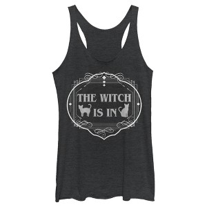 Women's Lost Gods Halloween The Witch Is In Cats Racerback Tank Top - 1 of 4