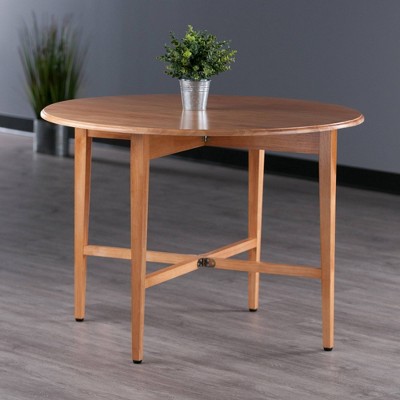 Winsome Transitional 42" Light Oak Round Extendable Dining Table