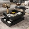 CLIHOME LED Lift-Top Coffee Table with 2 Drawers, Modern Square Coffee Table with Glass Top and High-Gloss Finish, Hidden Space - 3 of 4