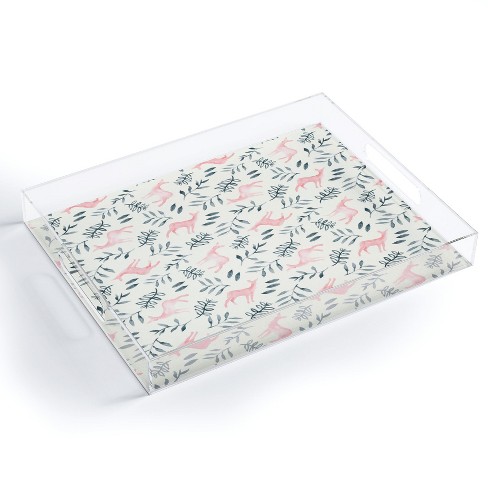 Little Arrow Design Co Watercolor Woodland in Pink Acrylic Tray - Deny Designs - image 1 of 4