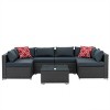 ELJGET 7PCS Patio Rattan Furniture Set Sectional Sofa Cushioned Garden Peacock Blue - 4 of 4
