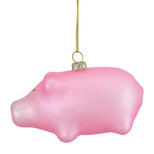 Northlight 4" Pink Pig Glass Christmas Ornament - 1 of 4