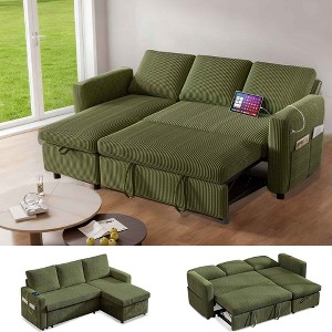 Dyonery 81" Sleeper Sofa Bed with Pull Out Bed L Shaped Couch Sectional Sleeper Sofa - 1 of 4