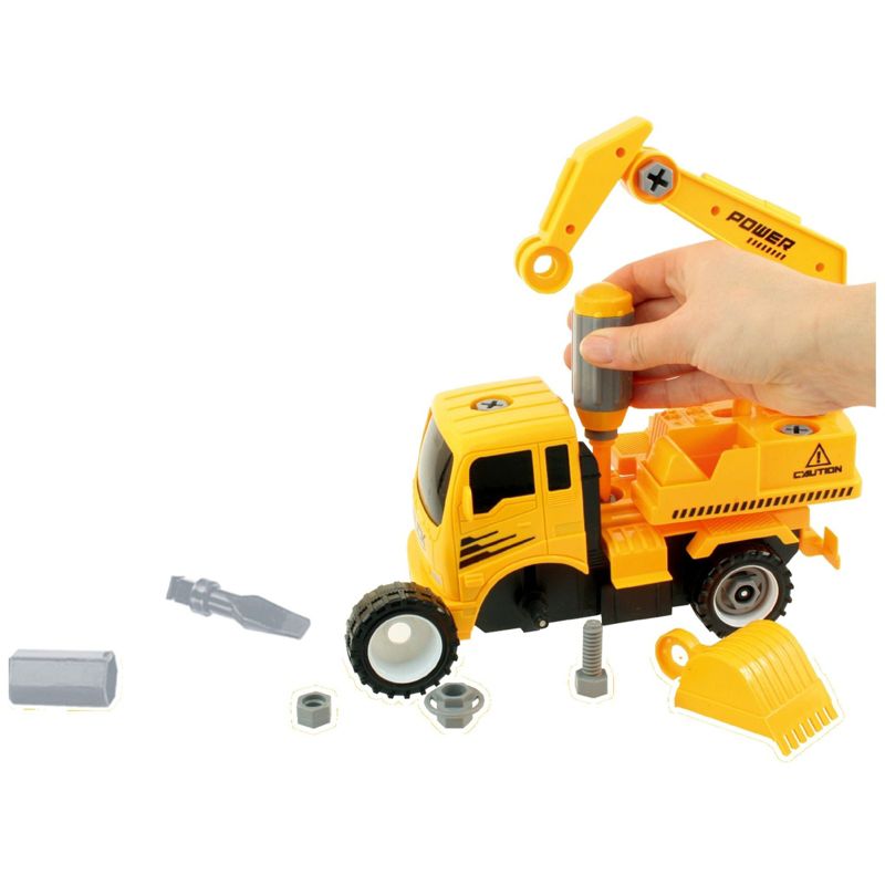 Insten 115 Pieces Take Apart Friction Power Construction Trucks with Crane & Excavator for Kids, 2 of 5