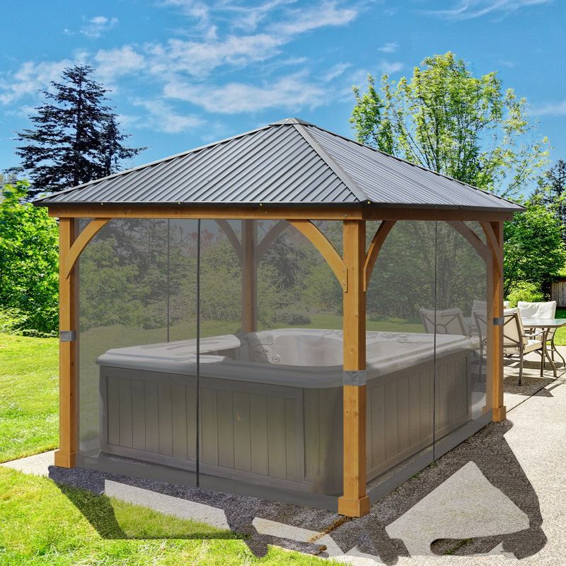 Aoodor 12 x 12 ft. Gazebo Replacement Mosquito Netting Screen 4-Panel Sidewalls with Double Zipper (Only Netting), 2 of 8