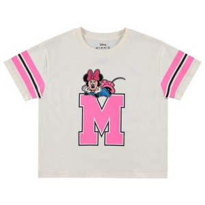 Ladies Mickey & Minnie Mouse Shirt - Classic Mickey & Minnie Mouse - Disney Mickey & Minnie Stripe Sleeve Skimmer Tee - 1 of 4