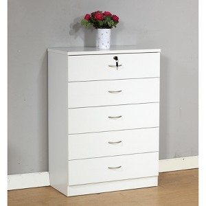 CAVINAS 5 Drawer Bedroom Dresser,Top Drawer with Locking,Dresser & Chest of Drawers for Living Room,Entryway - 1 of 4