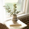 5.75" Small Gideon Vintage Distressed Ribbed Cream & Brown Rustic Terracotta Bud Vase - 2 of 4