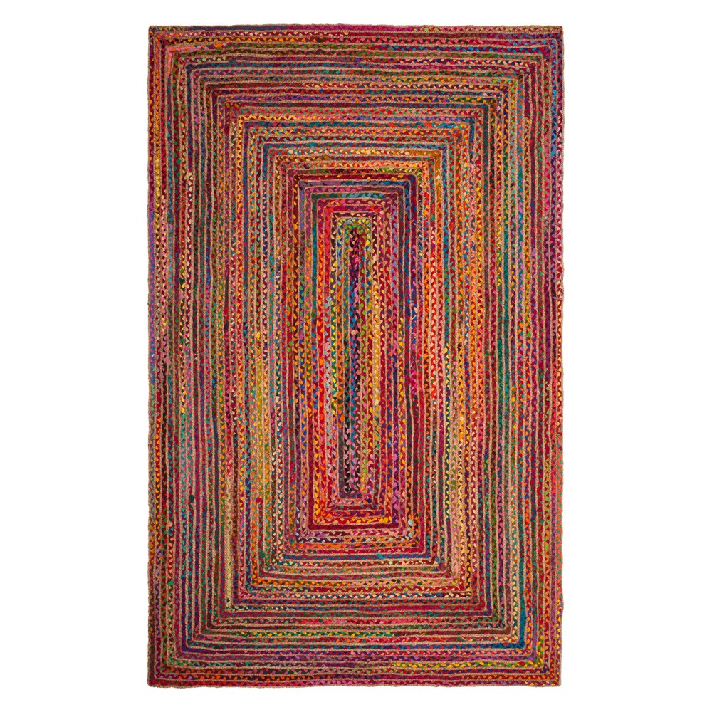 6'x9' Sue Stripe Woven Accent Rug Red/Multi - Safavieh