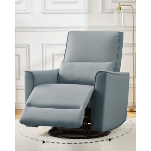 Swivel Rocking Recliner Chair, Manual Recliner Glider with Lumbar Support & Faux Leather Upholstery, Comfortable Rocker Recliner - 1 of 4
