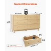 VEVOR 6 Drawer Dresser, Wooden Chest of Drawers with Sliding with Anti-tip Device, Modern Minimalist Dresser Chest, Beige - 4 of 4