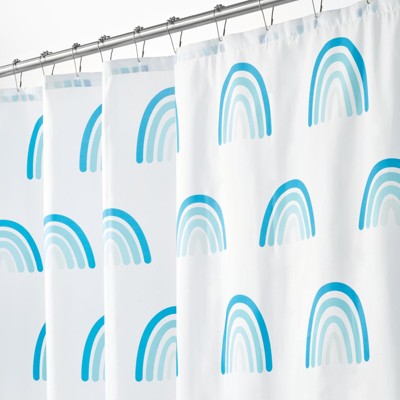mDesign Fabric Shower Curtain, Rainbow Print, 72" x 84"  - Blue Rainbow/White