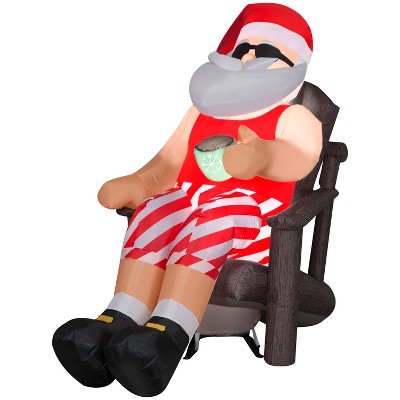 Gemmy Christmas Inflatable Santa in Outdoor Chair, 4.5 ft Tall, Multi