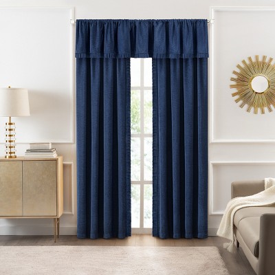 Kate Aurora Modern Lux Complete 3 Piece Chenille Curtain Panels & Valance Set
