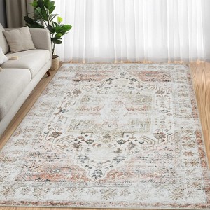 GustoWave 9' x 12' Retro Oriental Low Pile Thin Foldable Washable Area Rug - 1 of 4