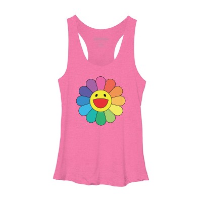 Adult Design By Humans Daisy Flower Rainbow Pride By PINHEAD66 Racerback Tank Top